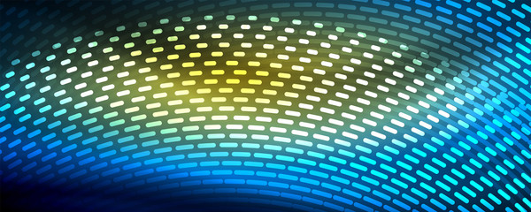 Fototapeta premium Glowing light particles in dark neon space, magic glow shiny abstract background