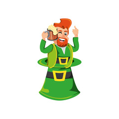  leprechaun with beer in hat