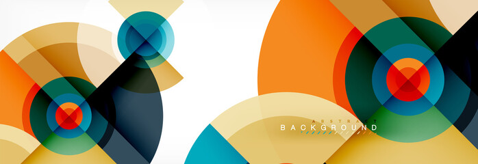 Obraz premium Minimal geometric circles and triangles abstract background, techno modern design, poster template