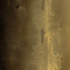 Gold luxury ink and watercolor textures on white paper background. Paint leaks and ombre effects. Hand painted abstract image.