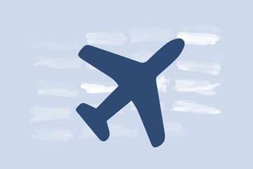 Blue Airplane Travel Tone Icon Texture Art Background Pattern Design Graphic