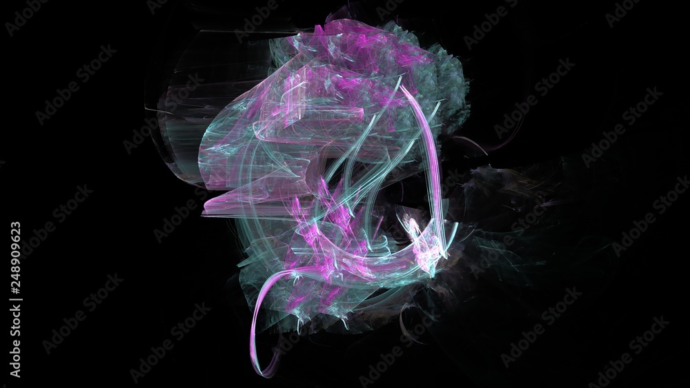 Poster fantasy chaotic colorful fractal pattern. abstract fractal shapes. 3d rendering illustration backgro