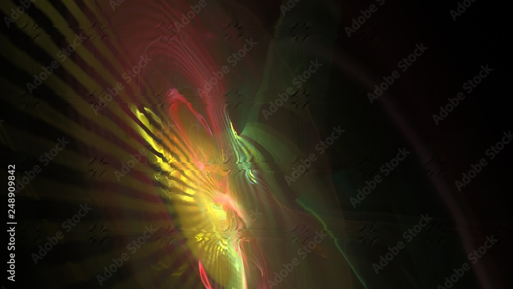 Poster fantasy chaotic colorful fractal pattern. abstract fractal shapes. 3d rendering illustration backgro