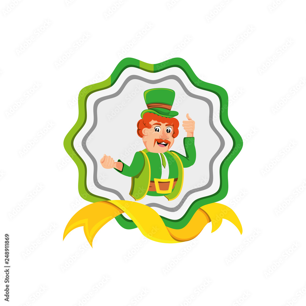 Wall mural leprechaun in seal with ribbon