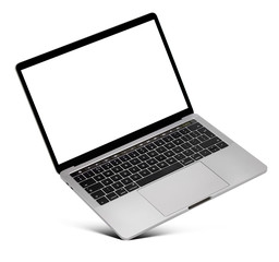 Hovering aluminium laptop with blank screen and new design