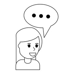 woman with speech bubble cartoon black and white