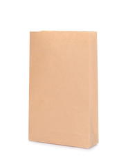 Paper bag isolated on white. Mockup for design