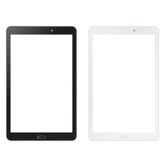 Black and white tablet mock up. Vector.