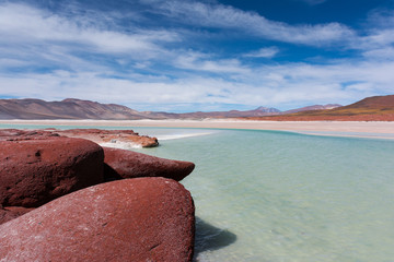 Die Piedras Rojas (roten Steine) in der Atacama Wüste in Chile