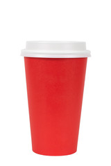 Red paper Cup on white background. Isolated