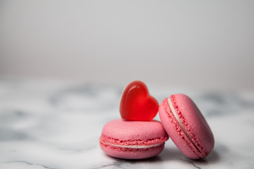 Pink macaroons with a heart
