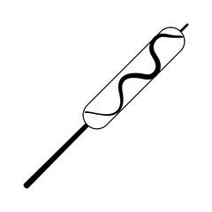 sausage stick with mustard black and white