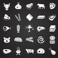 Meat icons set on black background for graphic and web design, Modern simple vector sign. Internet concept. Trendy symbol for website design web button or mobile app