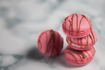 Stack of macaroon with chocolate lines