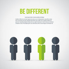 Be different - Being different, standing out from the crowd -The graphic of a red man also represents the concept of individuality , confidence, uniqueness, innovation, creativity. 