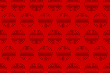 Red Chinese abstract background with China longevity symbol - illustration.