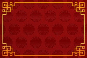 Red Chinese abstract background with China longevity symbol - illustration.