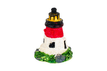 Toy lighthouse, white background, isolated