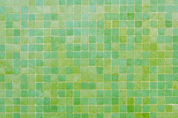 Fototapeta premium Yellow and green mosaic wall background texture