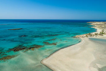 Fototapeta na wymiar Elafonissi Lagoon, Crete Island, Greece. Turquoise water and sandy coastline