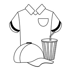 golf tshirt hat and soda cup black and white