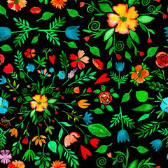 Floral watercolor seamless pattern. Decorative background.