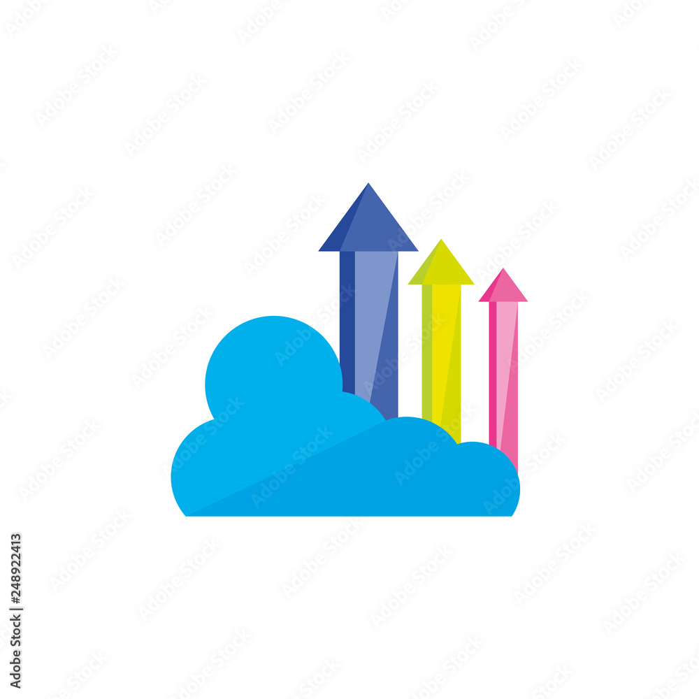 Aufkleber cloud computing with arrows up