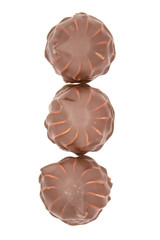Marshmallows in chocolate. The isolated image on the white background.
