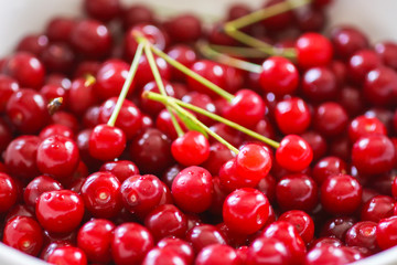 Fresh ripe sweet red summer cherries.