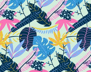 Abstract tropical summer background. Vector seamless tropical pattern.
