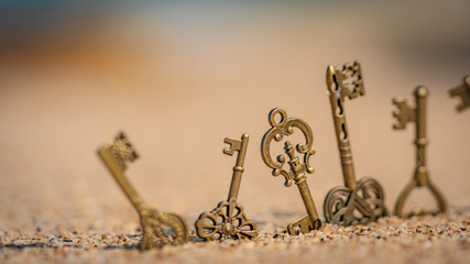 Vintage Skeleton Keys On Beach