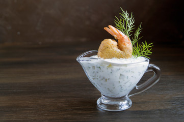 Shrimp fried in batter with Tartar sauce