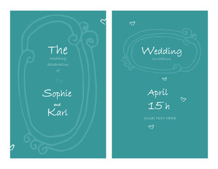 Template wedding invitation. Vector turquoise illustration