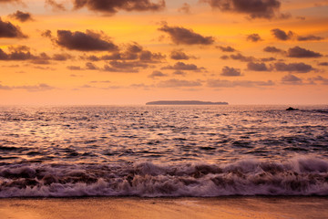 Isla de Cano in Costarican bay in sunset time