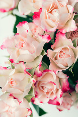 Bouquet of beautiful white pink roses