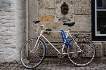 Fototapeta na wymiar Bicycle parking on an empty street in Bremen, Germany.