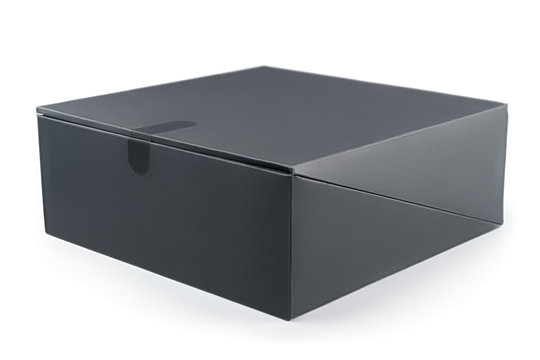 Black sealed box angle view isolated with clipping path