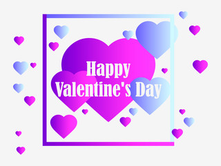 Happy Valentines Day, 14th of February. Greeting card background with hearts and frame. Vector illustration