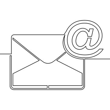 recommend clip art: One continuous line drawing of email icon concept