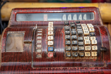 Old calculator antique cash register, adding machines or antique calculator.