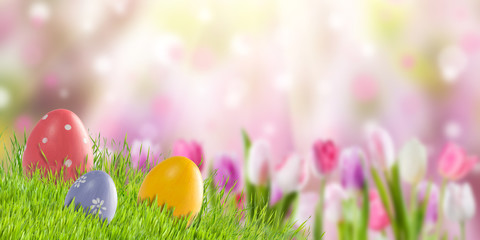 Eggs on easter holiday background