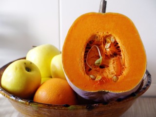 calabaza y frutas