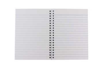 Notebook paper isolated on white background.
