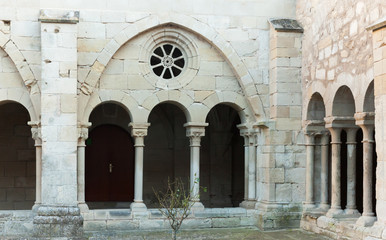 Fototapeta na wymiar Romanesque wing of cloister in Monastery of Santa Maria de Vallbona