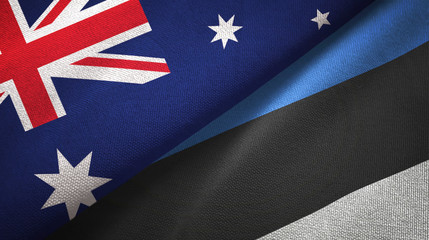 Fototapeta premium Australia and Estonia two flags textile cloth, fabric texture