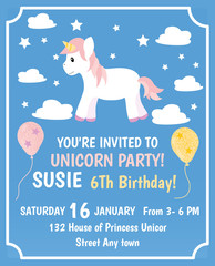 Invitación de Cumpleaños Unicornio 