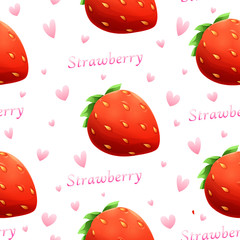 Vector strawberry and font seamless pattern