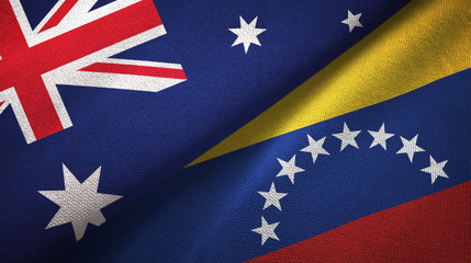 Fototapeta premium Australia and Venezuela two flags textile cloth, fabric texture