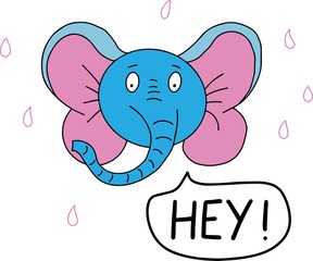 Vector illustration of funny cute animal print. This illustration presents the elephant