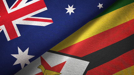 Australia and Zimbabwe two flags textile cloth, fabric texture